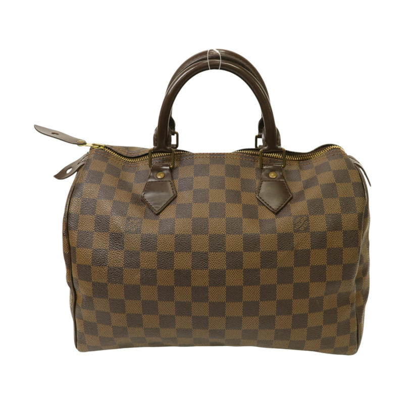 棕色 棋盤格 帆布 Speedy 30 手提包 金扣 N41531-0
