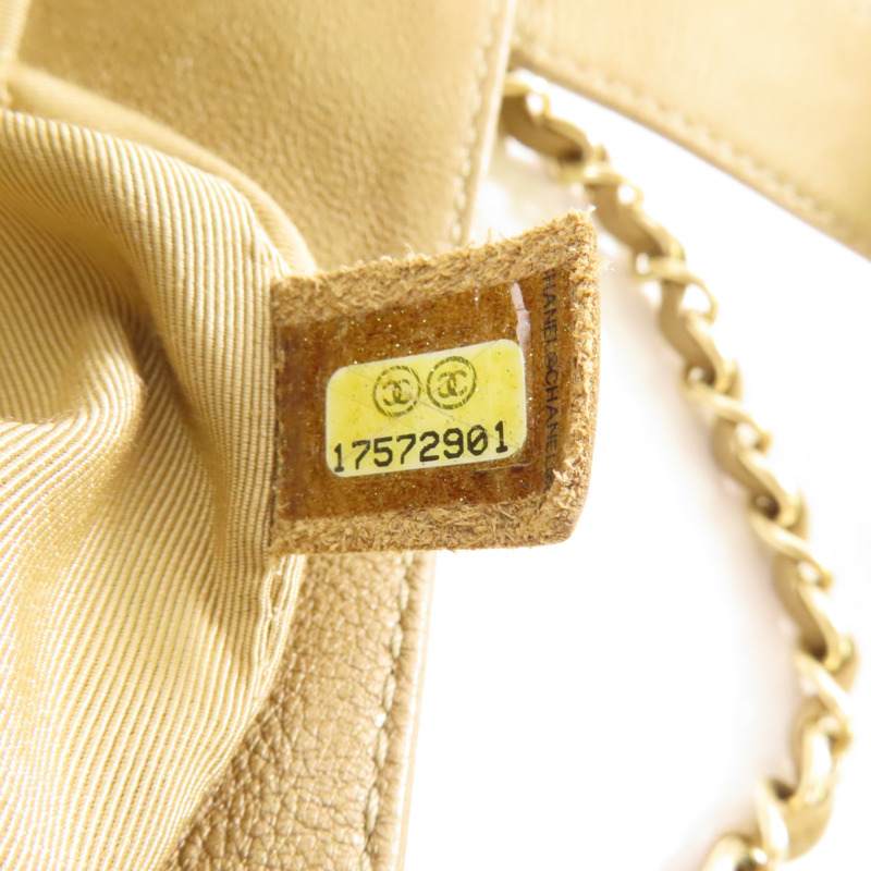 CHANEL 牛皮皮革Chain Shoulder金扣鏈帶手挽肩背兩用袋-8
