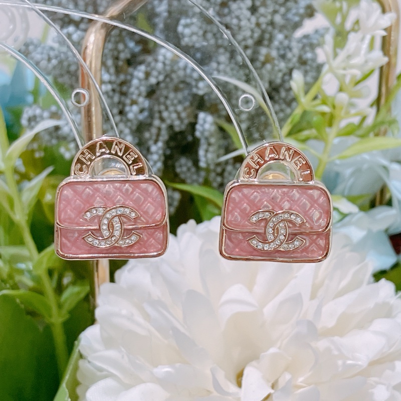 TK1633 CHANEL 香奈兒經典CC字包包耳環CC LOGO PINK BAG EARRINGS-6