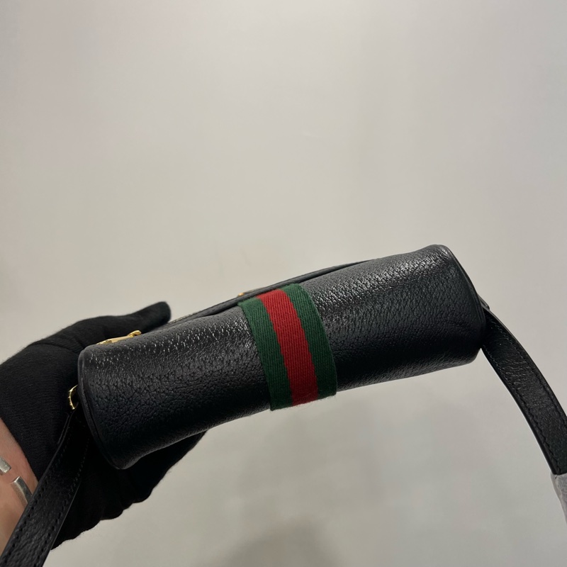 GUCCI黑色OPHIDIA綠紅綠貓眼單肩包-5