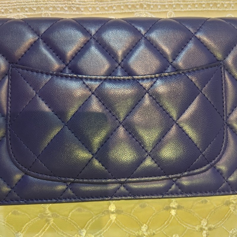CHANEL 香奈兒 WOC wallet on chain 藍紫色鏈條包 限量logo-3