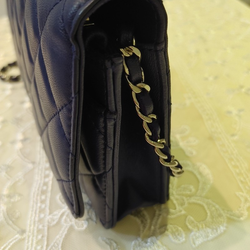 CHANEL 香奈兒 WOC wallet on chain 藍紫色鏈條包 限量logo-8