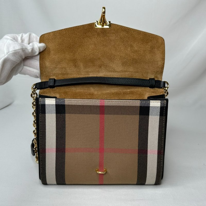 BURBERRY 格紋拼皮革信封包-6