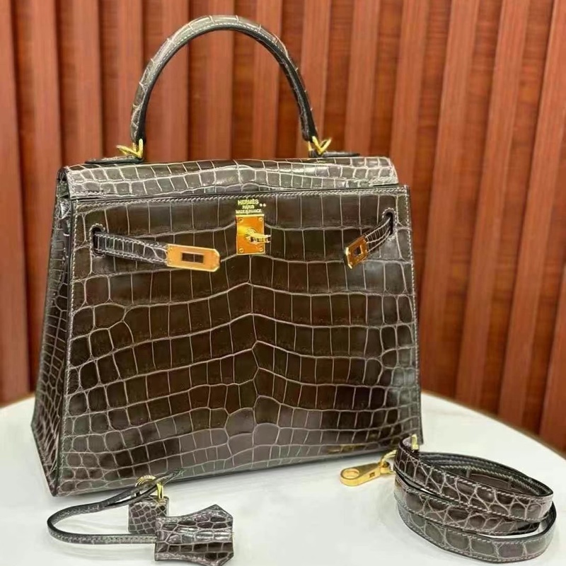 全網唯一 Brand new Hermes Kelly 25 cc84 Gris Fonce 瑪瑙灰 Shiny Nilo 🐊 Super rare !!-2