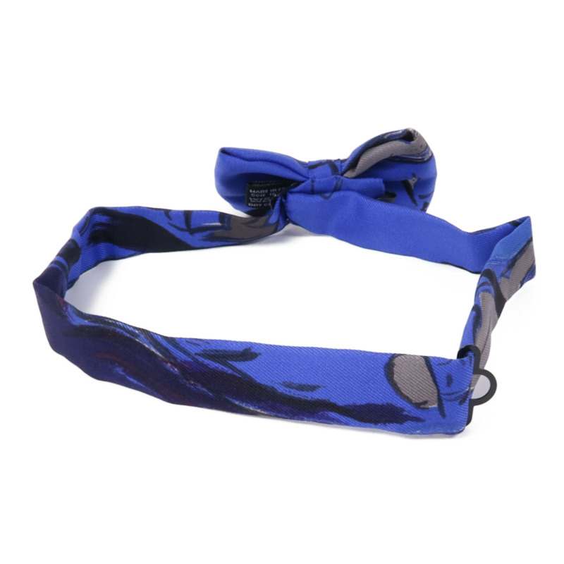 HERMES 絲質Bowtie領結Blue-1
