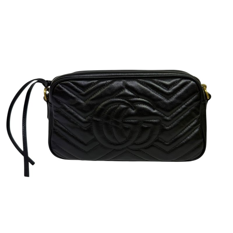 【美收精品】GUCCI Marmont 黑色山形紋肩背包 2-187-1