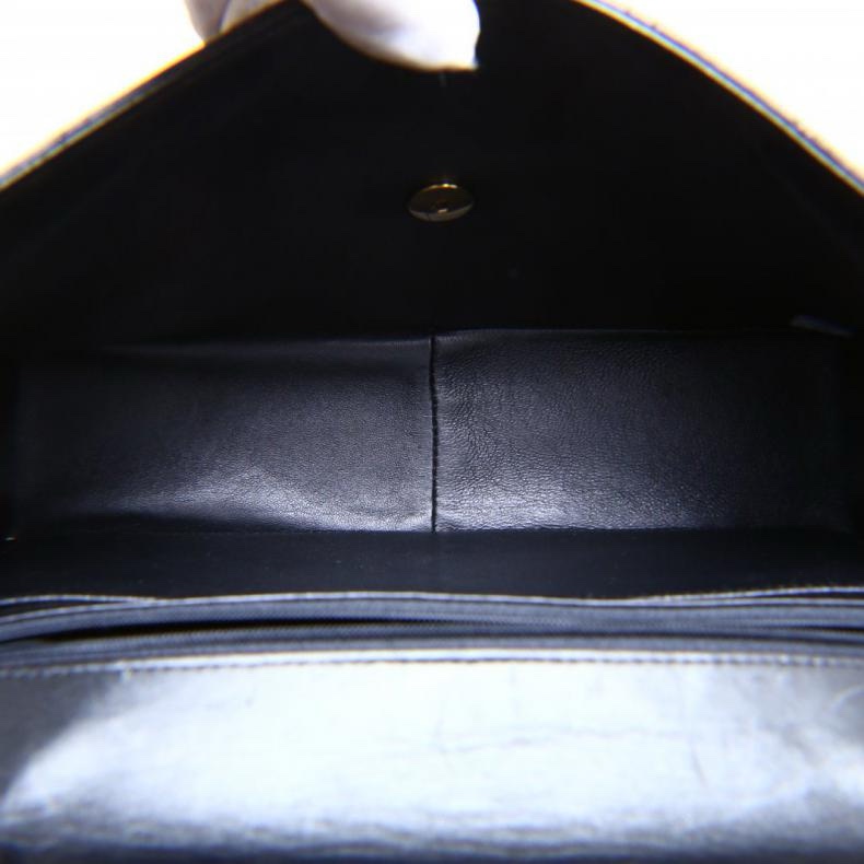 CHANEL(香奈兒) 中古 黑金羊貝嫂包30 黑色 3開 金扣-4