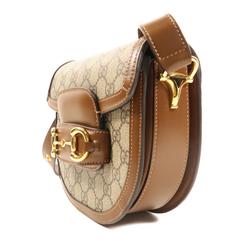 GUCCI 塗層帆布Horsebit 1955金扣肩背袋-2