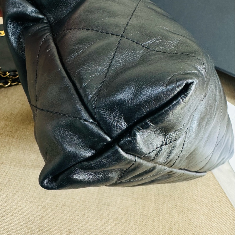 售二手 真品 CHANEL 晶片款 黑色 金釦 22包 小號-32