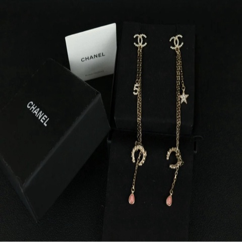 「JL精品代購」極新Chanel 香奈兒垂墜N5耳環