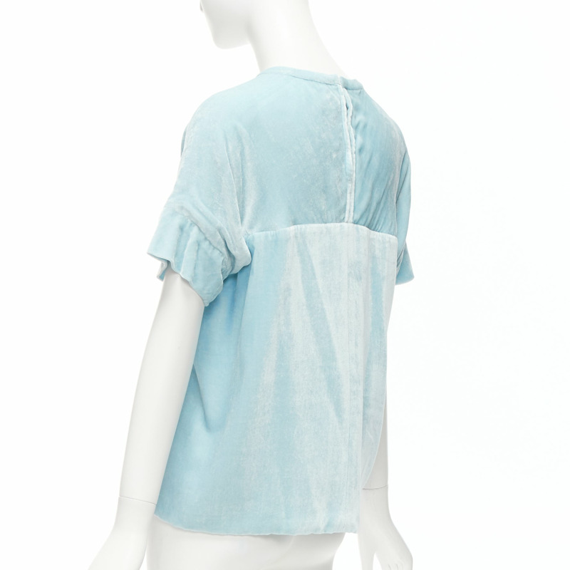 MARC JACOBS powder blue rayon silk velvet darted short sleeve top US2 S-1