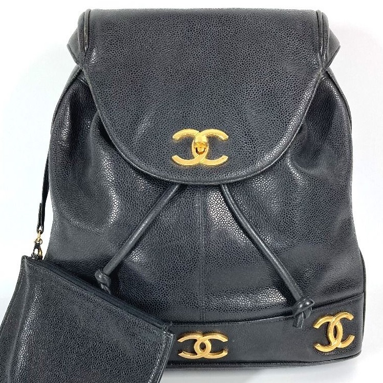 💝FuFu.Style ⟡.·* Chanel 魚子醬皮雙肩包-17