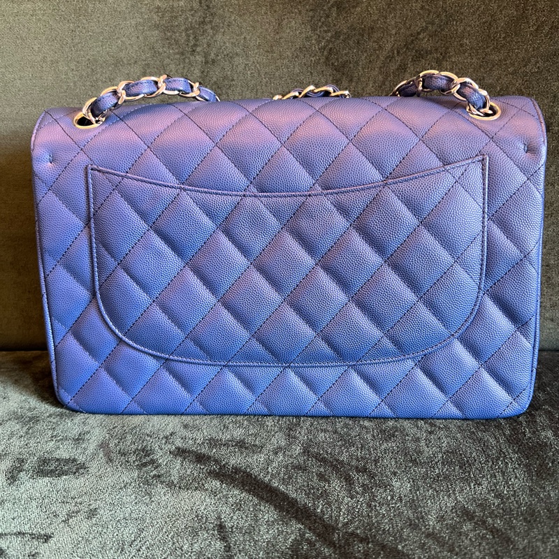 香奈兒 CHANEL Cf 30 藍色 羊皮 銀扣 荔枝皮-7