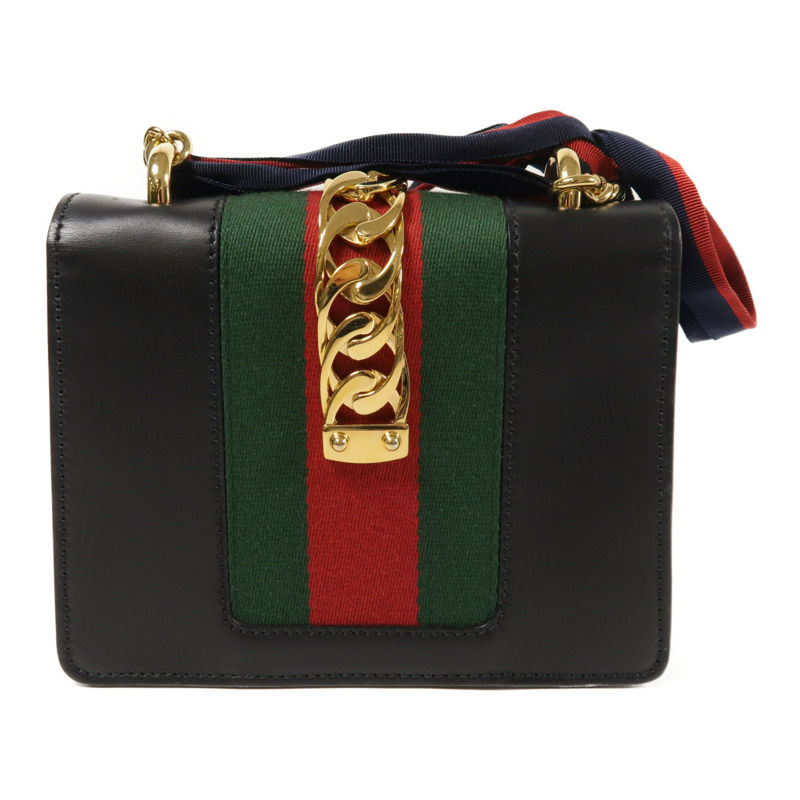 GUCCI 牛皮皮革Sylvie Mini金扣鏈帶肩背袋-1