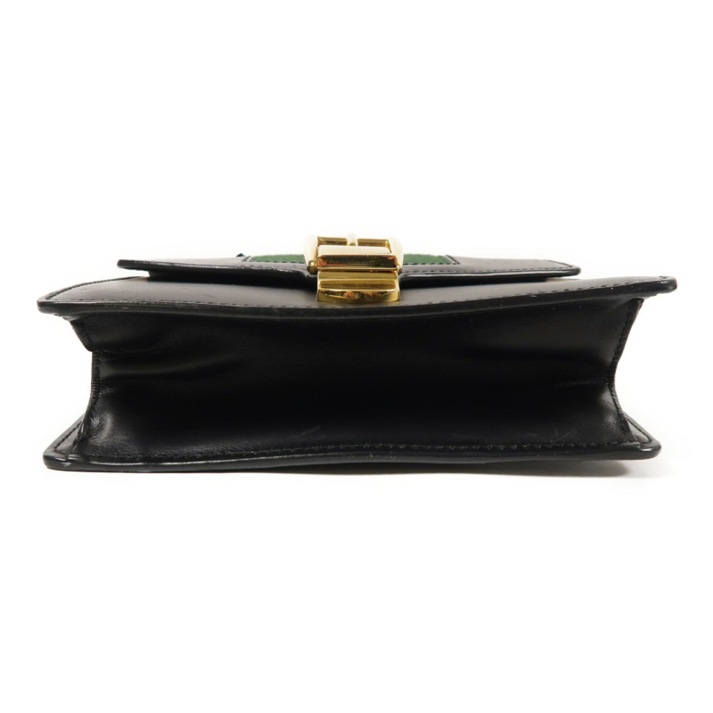 GUCCI 牛皮皮革Sylvie Mini金扣鏈帶肩背袋-3