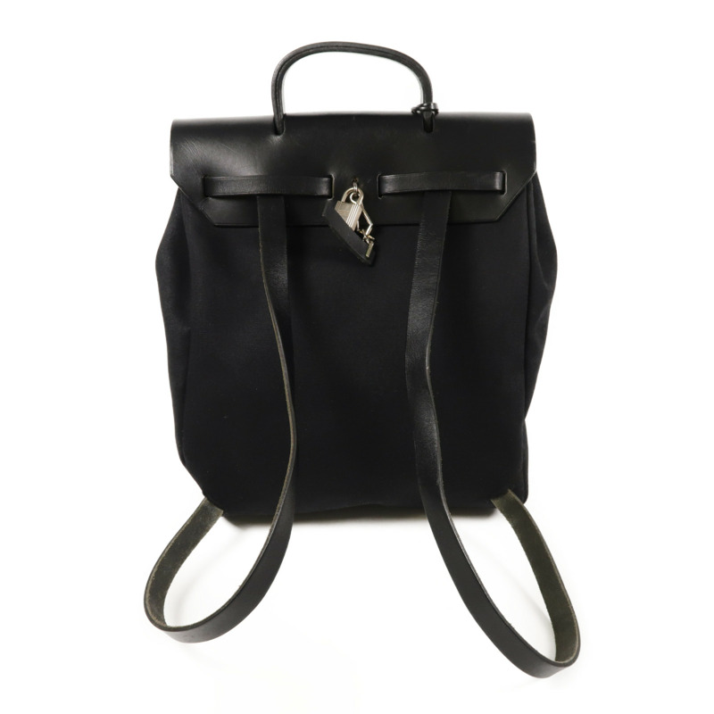 HERMES 帆布Herbag Backpack銀扣背包-1