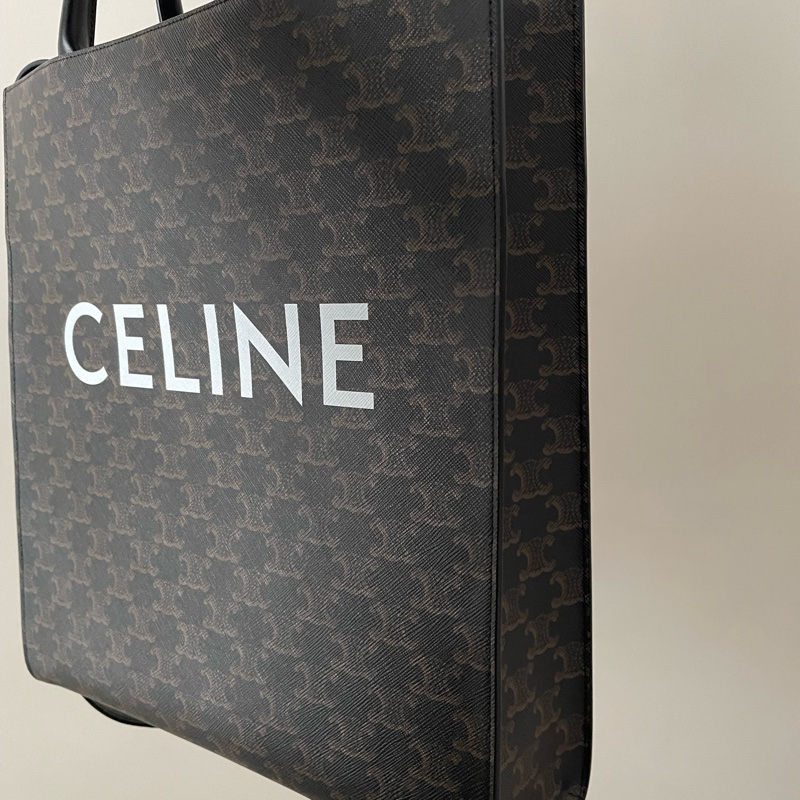 Celine 黑色白字母 琴譜包 托特公事包-2