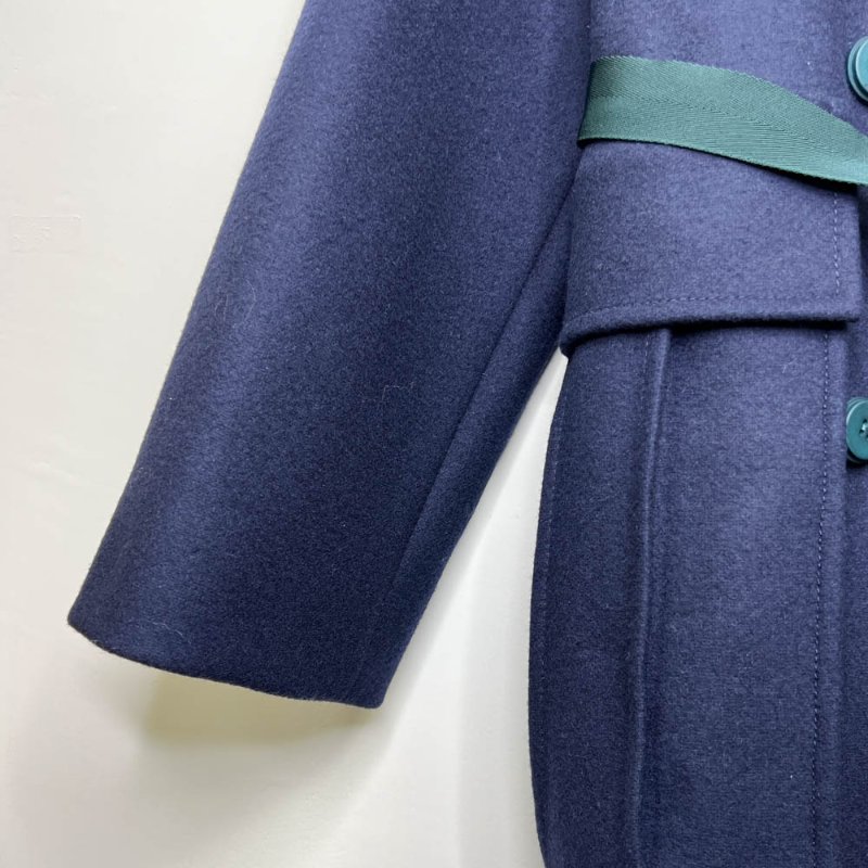【佩甄-名人公益精品】 KENZO深藍色排釦大衣-13