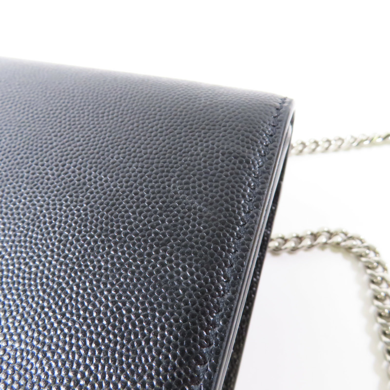 YVES SAINT LAURENT 牛皮皮革Chain Shoulder Bag銀扣鏈帶肩背袋-16