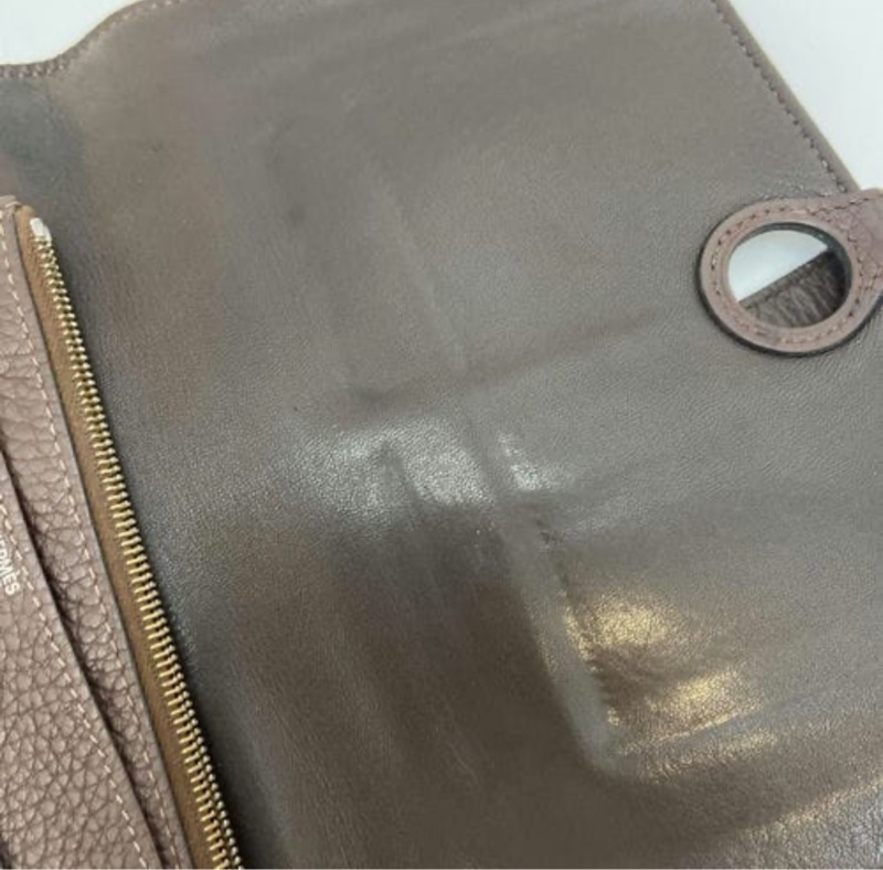 「JL精品代購」Hermes 愛馬仕 咖啡長夾/護照夾-5