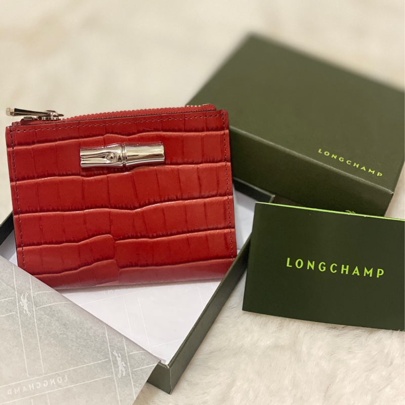 LongChamp小牛皮壓紋短夾-10