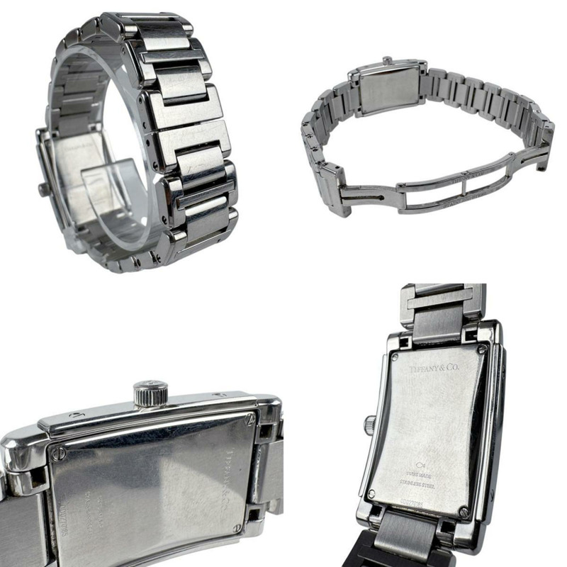 Tiffany & Co. Grand Rectangular 不鏽鋼銀色 x 白色男士石英手錶-4