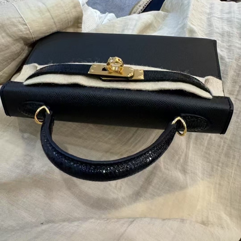 New Hermes minikelly2 Black touch lizard Ghw-5
