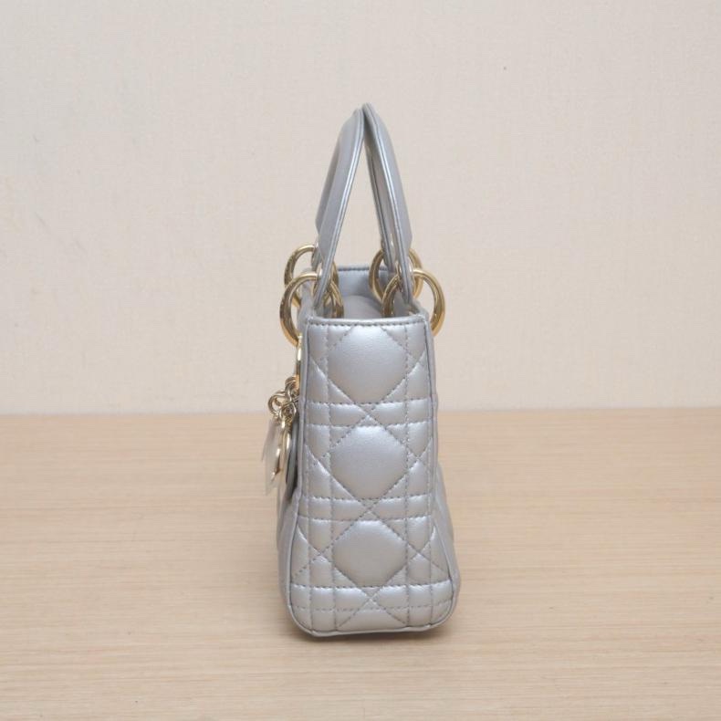 DIOR(迪奧) Lady Dior 戴妃包 三格 灰色 金扣 2016-1