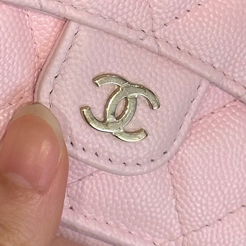 🈶️購證🌟#香奈兒 #荔枝皮 櫻花粉 金釦 #三折 #迷你短夾-7