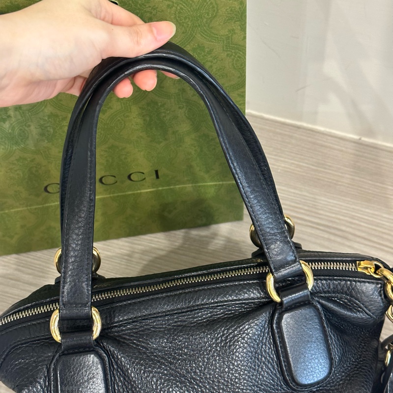 超便宜98新🌟 gucci #soho #黑金 #荔枝牛皮 流蘇 #托特包-18