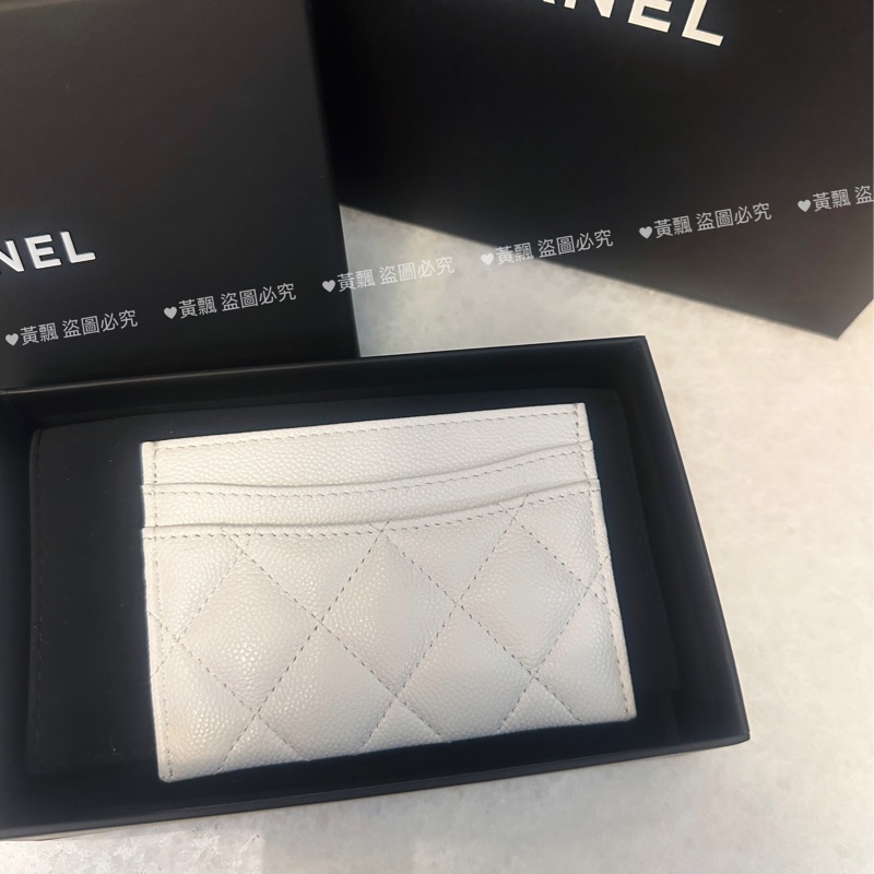 25C最新Chanel白色卡包荔枝皮-5