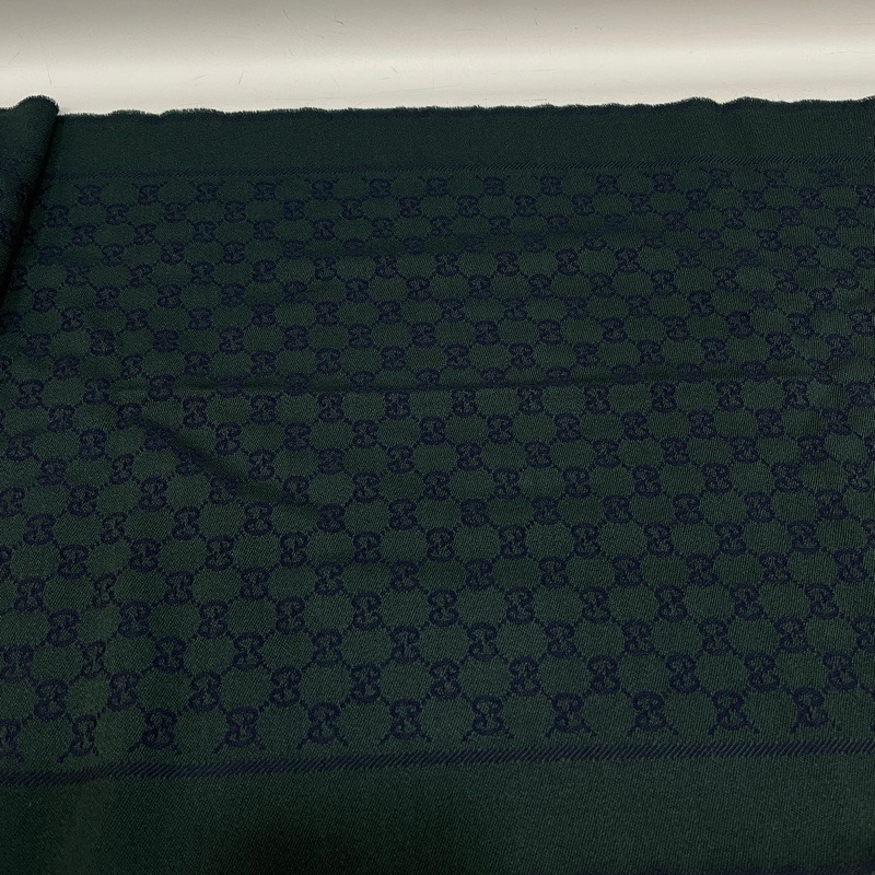 Gucci 473553深藍綠雙面GG純羊毛圍巾-6