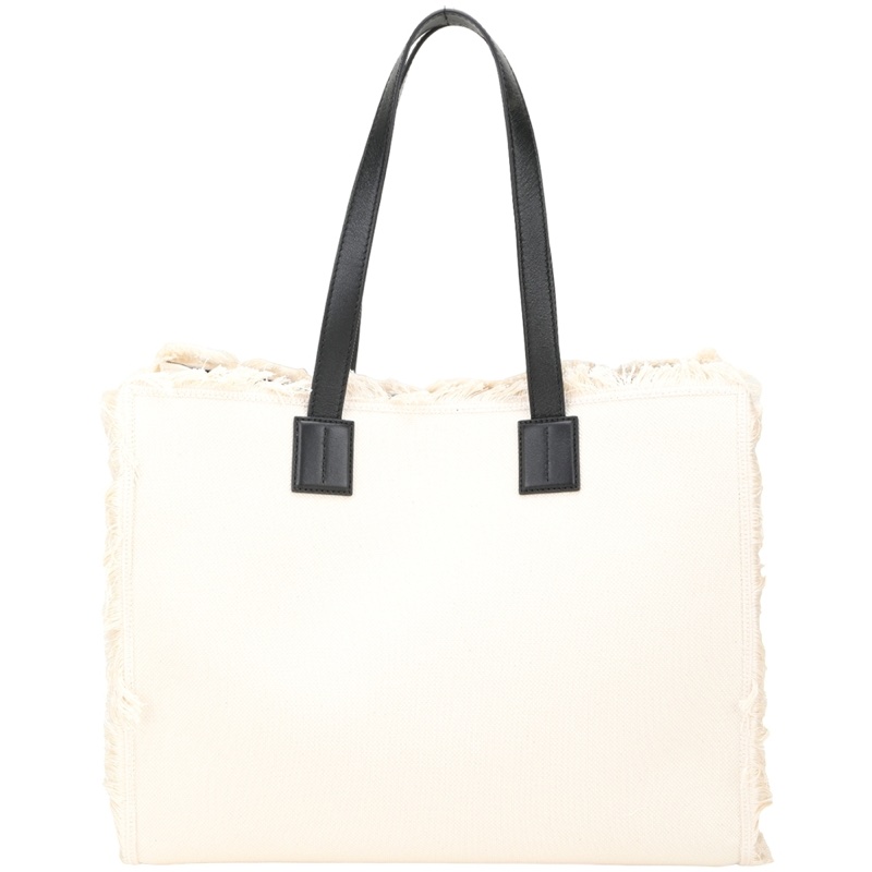 BALLY Crystalia Wide 字母刺繡抽鬚邊肩背帆布托特包(米白)-10