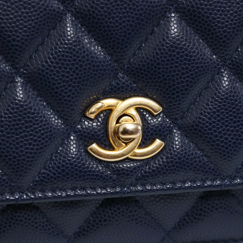 CHANEL Wallet on Chain 晶片款,海軍藍金色金屬-9