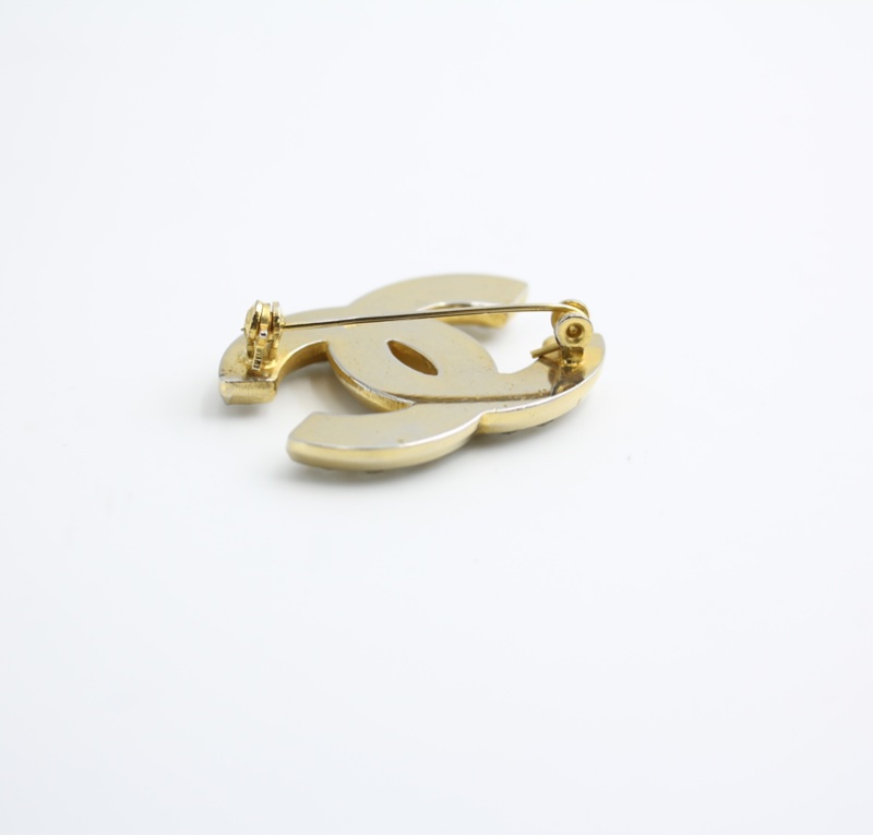 Chanel Vintage 1954-71年水鑽鍍金CC Logo胸針-4