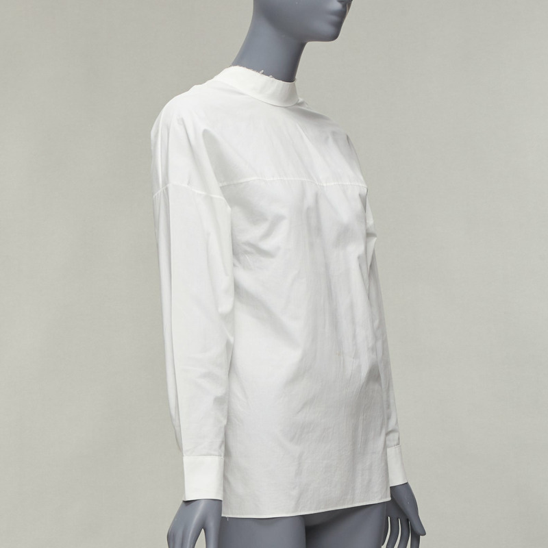 MARNI white cotton minimal front gold hook back panelled white shirt-2
