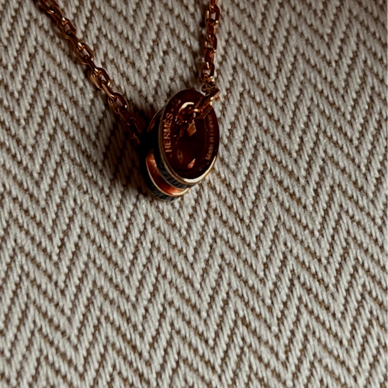 HERMES mini pop H黑/玫瑰金項鍊-10