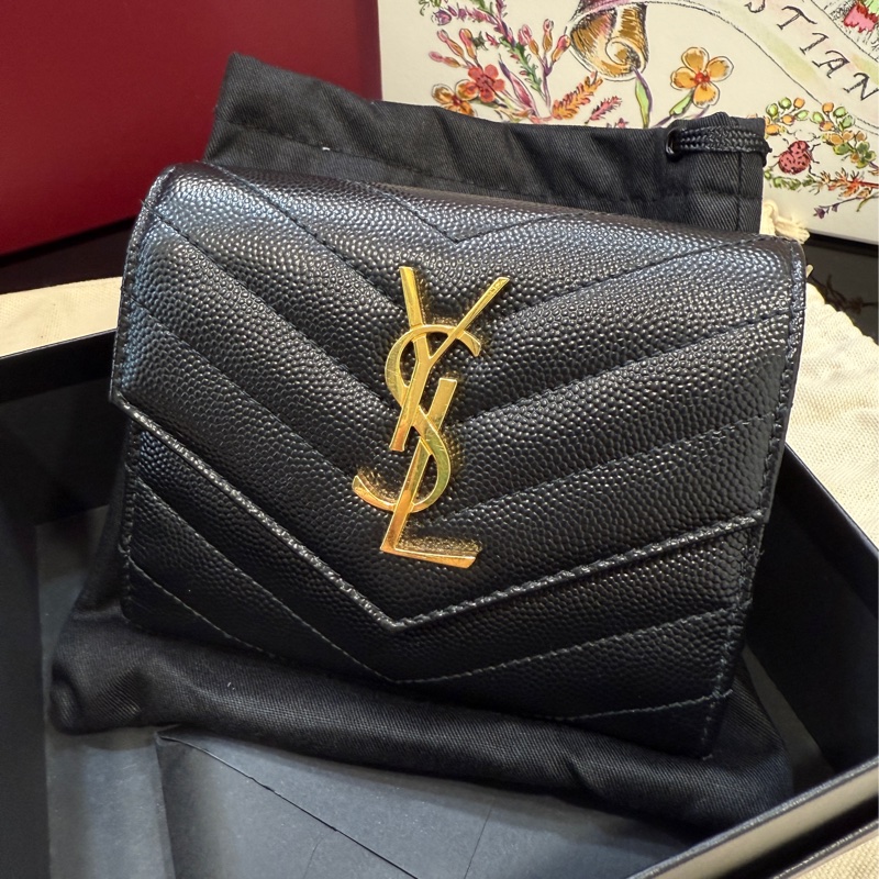 🔥 YSL 魚子醬牛皮短夾錢包 🔥-2