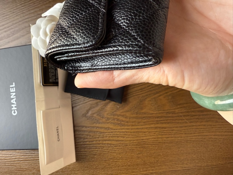 閒置Chanel 荔枝黑金經典款零錢卡包-10