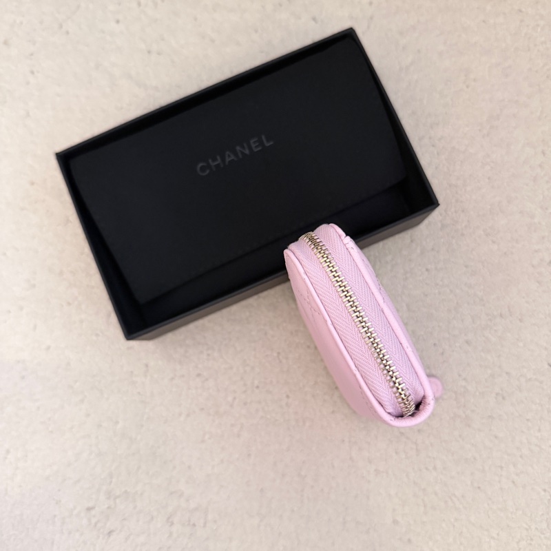 ［全新］Chanel 香奈兒 經典ㄇ字零錢包 粉紫金釦羊皮-3