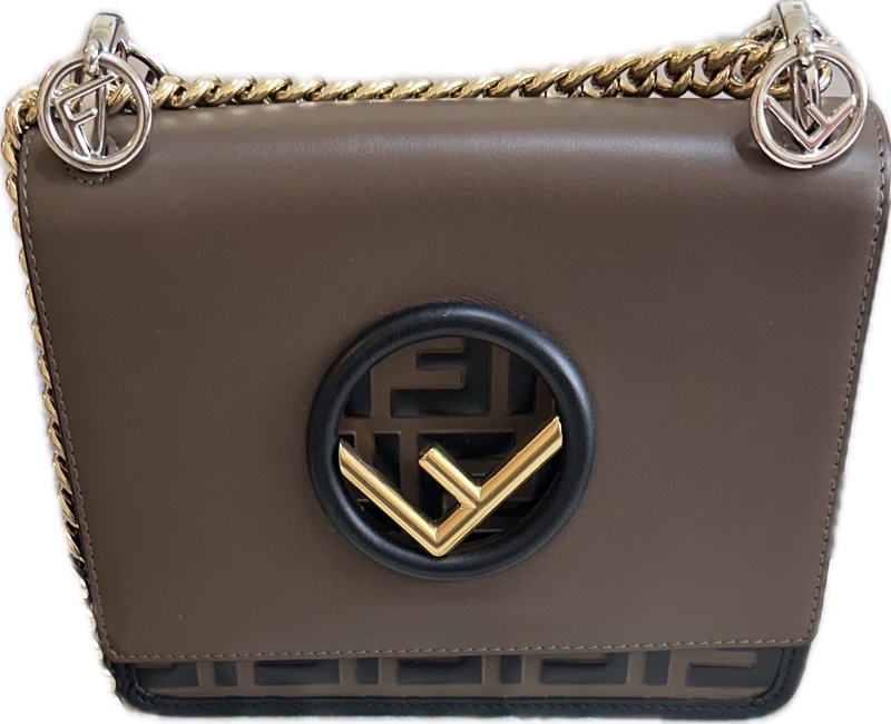 FENDI KAN IF金扣鏈帶肩背手提包-0