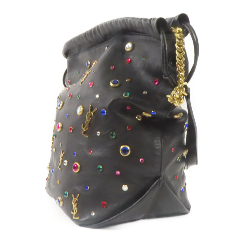 SAINT LAURENT 羊皮皮革Shoulder Bag金扣肩背袋黑色-2