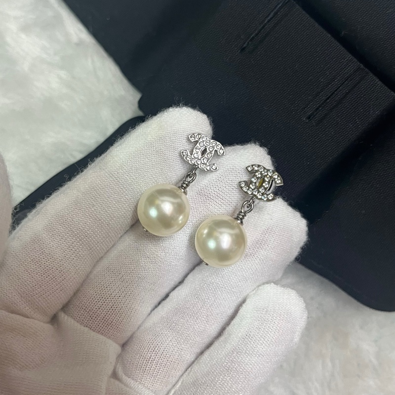 chanel 香奈兒雙c珍珠吊墜耳釘-7