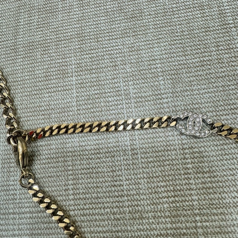 香奈兒CHANEL 爆款 金色五花 雙c水鑽 choker 項鏈 頸鏈-9