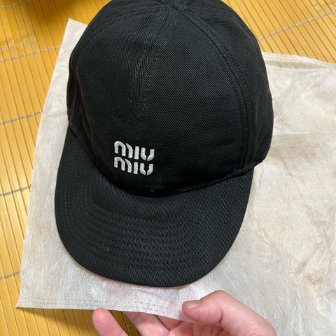 Miu miu黑色後綁繩（咖色）棒球帽M