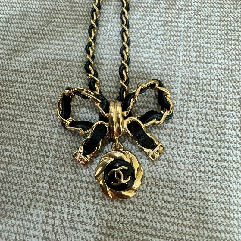 香奈兒CHANEL 皮穿鏈蝴蝶結項鍊-8
