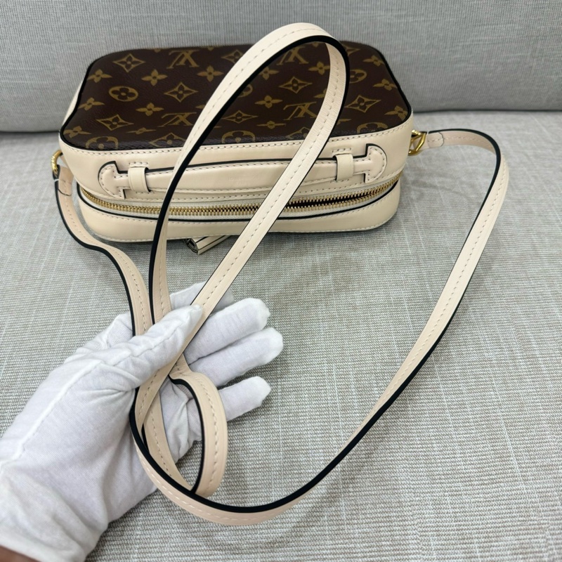 LV M43559 原花拼米白牛皮流蘇包 手提包 斜背包-25