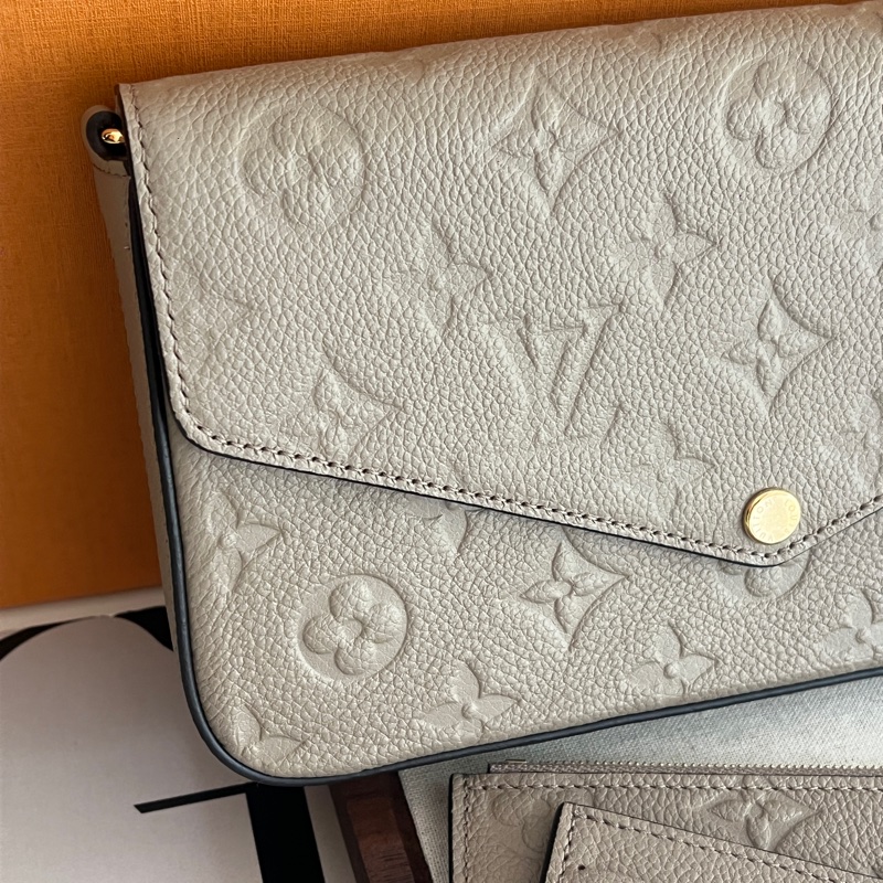 「買包送皮夾!」 LV 奶茶色 大象灰 Félicie Pochette 三合一 鏈包-1