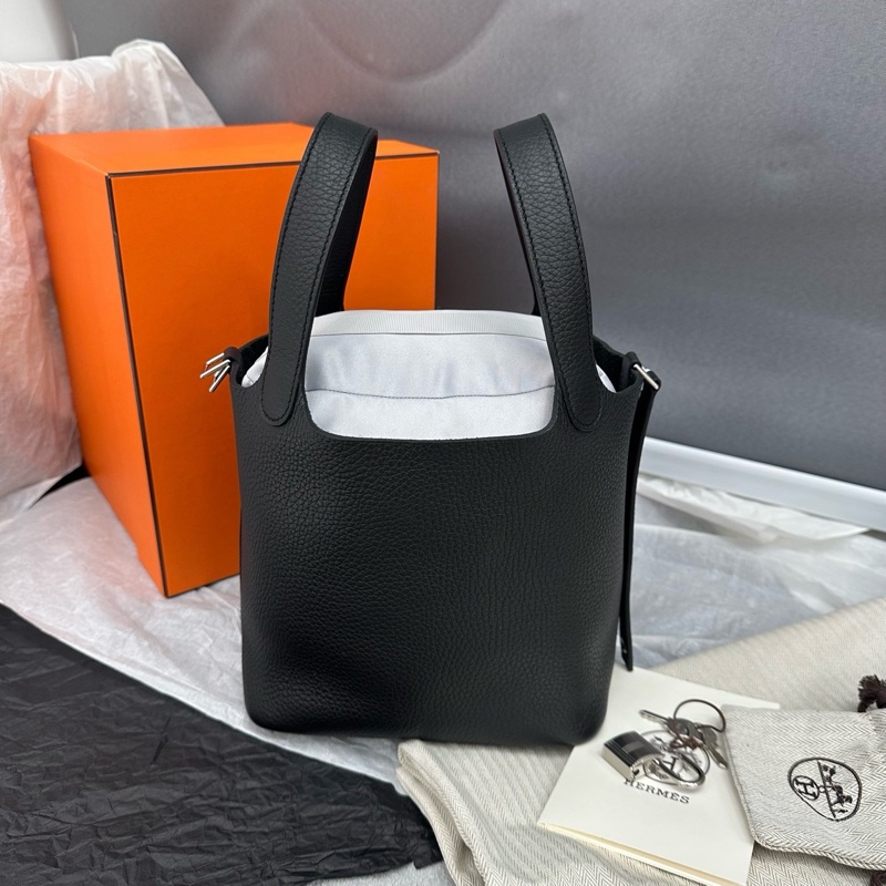 全新大全配🈶️23年購證❤️ #愛馬仕 #黑銀 #菜籃子 18cm #picotin #hermes-6
