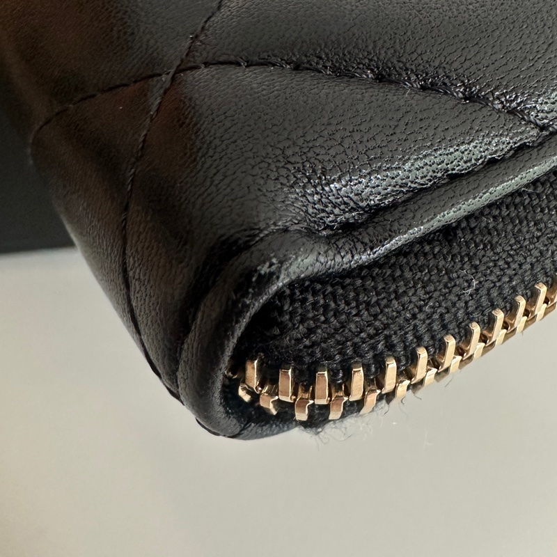Chanel 拉鍊長夾 小香長夾 19系列 皮穿鏈logo-11